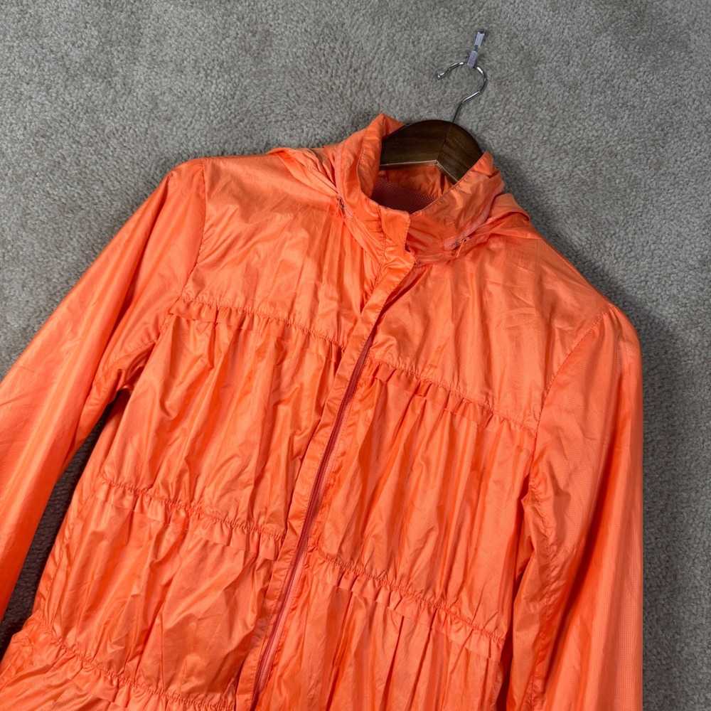 Prana Tegan Windbreaker Jacket Womens Medium Orange Breathe Hooded Full Zip